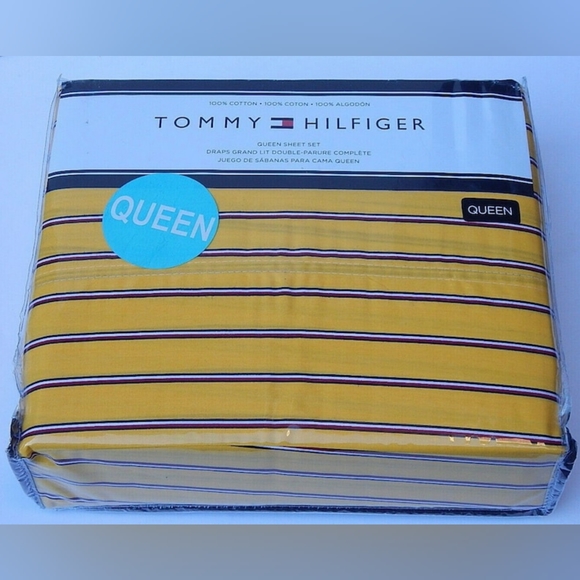 TOMMY HILFIGER QUEEN SHEET SET Style: THE GLOBAL OXFORD STRIPE. - Picture 4 of 4